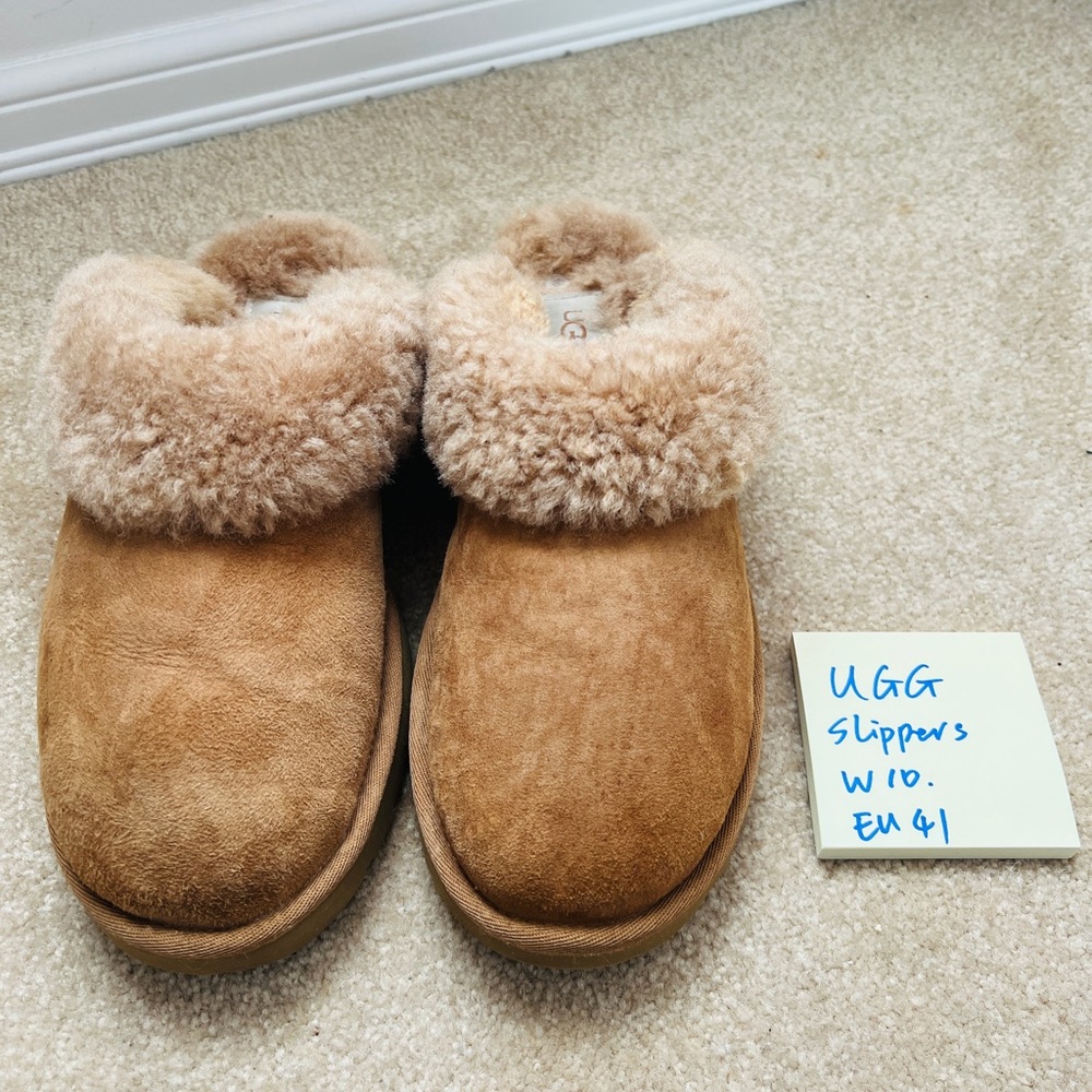 UGG Tan Fur-Lined Slippers